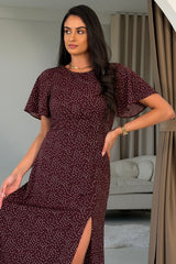 Britney Berry Spot Angel Sleeve Midi Dress