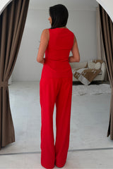 Jamie Square Neckline Waistcoat Red