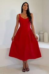 Autumn Strappy Maxi Dress Red