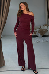 Jay Asymetric Long Sleeve Top Berry