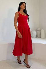 Autumn Strappy Maxi Dress Red