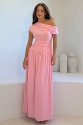 Colette Rushed Off Shoulder Maxi Dress Pink