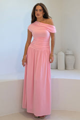 Colette Rushed Off Shoulder Maxi Dress Pink