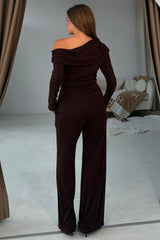 Jay Wide Leg Trouser Brown