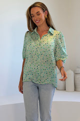Jax Polka Print Shirt Mint