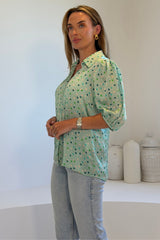 Jax Polka Print Shirt Mint