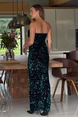 Ava Iridescent Velvet Sequin Occasion Maxi Dress