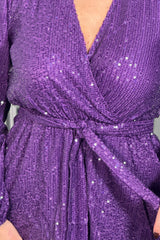 Gabriella Purple Sequin Long Sleeve Top
