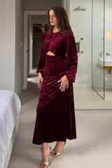 Clara Cutout Maxi Dress Wine Velvet