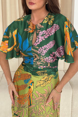 Havanaa Green Multi Midi Dress