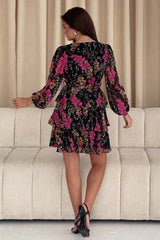Kim Long sleeve Tiered Mini Dress