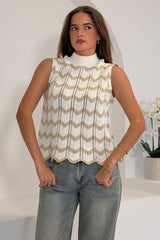 Jada Gold Crochet Chevron Top