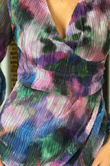 Elsa Purple Shimmer Wrap Midi Dress