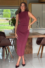 Calista Red Shimmer Maxi Dress