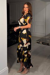 Heidi Abstract Print Ruched Midi Dress