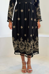Enid Embroidered Maxi Dress Black