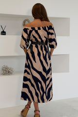 Kit Bardot Animal Print Midi Dress