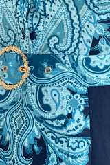 Holland Paisley Print Collar Mini Dress Navy