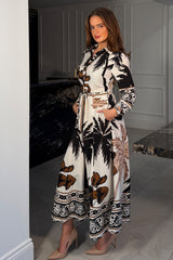 Angela Palm Print Shirt Maxi Dress
