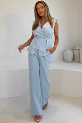 Jo Pleat Detail Tailored Trouser Sky Blue