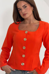 Archer Square Neck Long Sleeve Jacket Orange