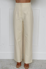 Carey High Waisted Fitted Wide Leg Trouser Ivory
