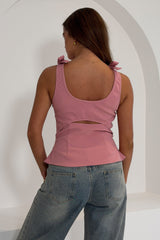 Andrea Bow Detail Structured Top Pink