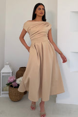 Betty Asymmetric Midi Dress Cream