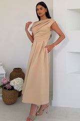 Betty Asymmetric Midi Dress Cream
