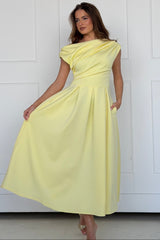 Betty Asymmetric Midi Dress Yellow