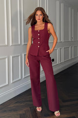 Jo Pleat Detail Tailored Trouser Berry