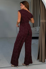 Donna Asymmetric Neckline Jumpsuit Berry Spot