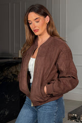 Arwen Suedette Classic Bomber Jacket Brown
