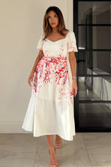 Darleen Puff Sleeve Midi Dress Pink