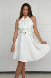Francesca Button Up Midi Dress White