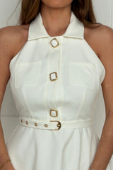 Francesca Button Up Midi Dress White