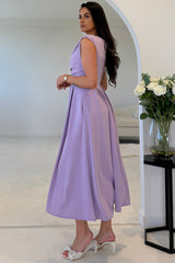 Dollie Asymmetric Neckline Skater Midi Dress Purple