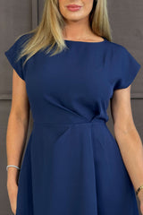 Leni Pleated Midi Dress Navy