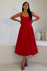 Autumn Strappy Maxi Dress Red