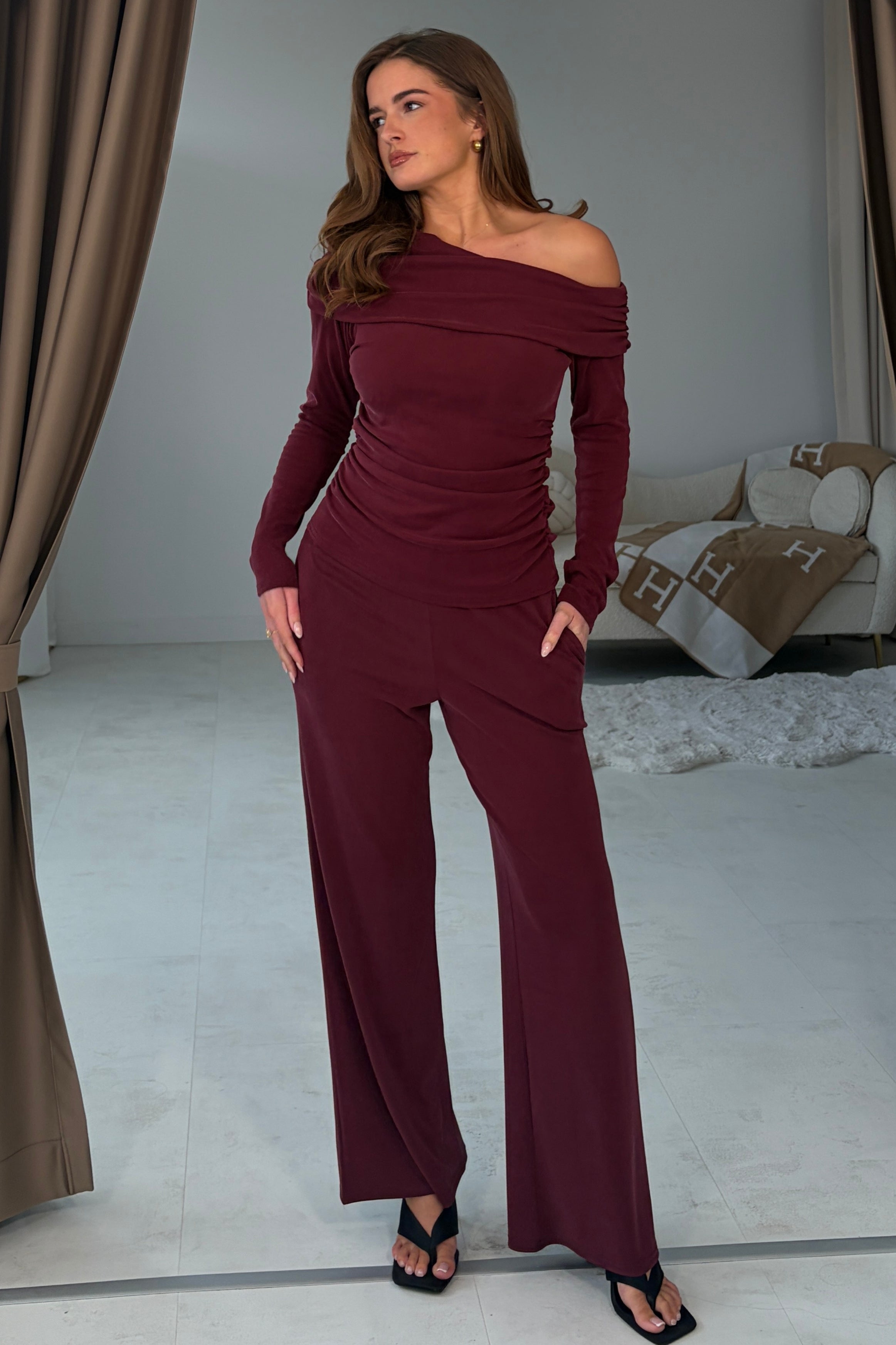 Jay Wide Leg Trouser Berry