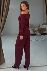 Jay Wide Leg Trouser Berry