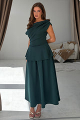 Connie Peplum Midi Dress Green