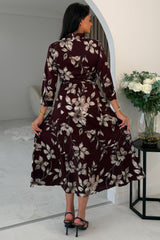 Angela Long Sleeve Maxi Shirt Dress Plum Floral