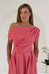 Betty Asymmetric Midi Dress Rose