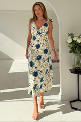 Beverly Floral Tie Shoulder Midi White