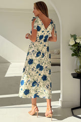 Beverly Floral Tie Shoulder Midi White