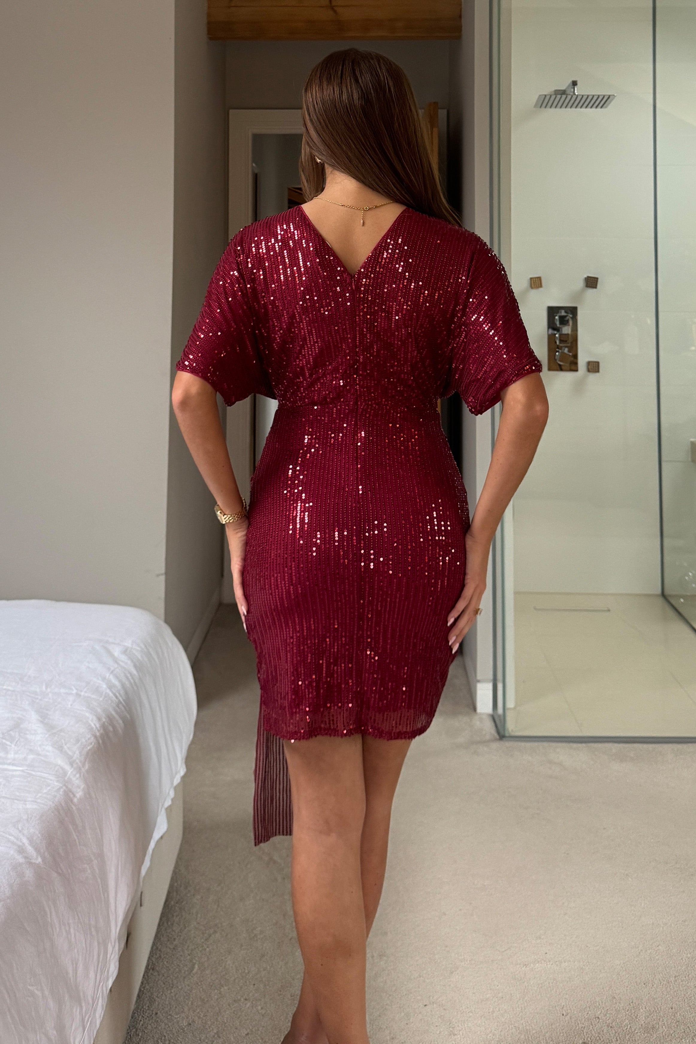 Deena Berry Corsage Sequin Mini Dress