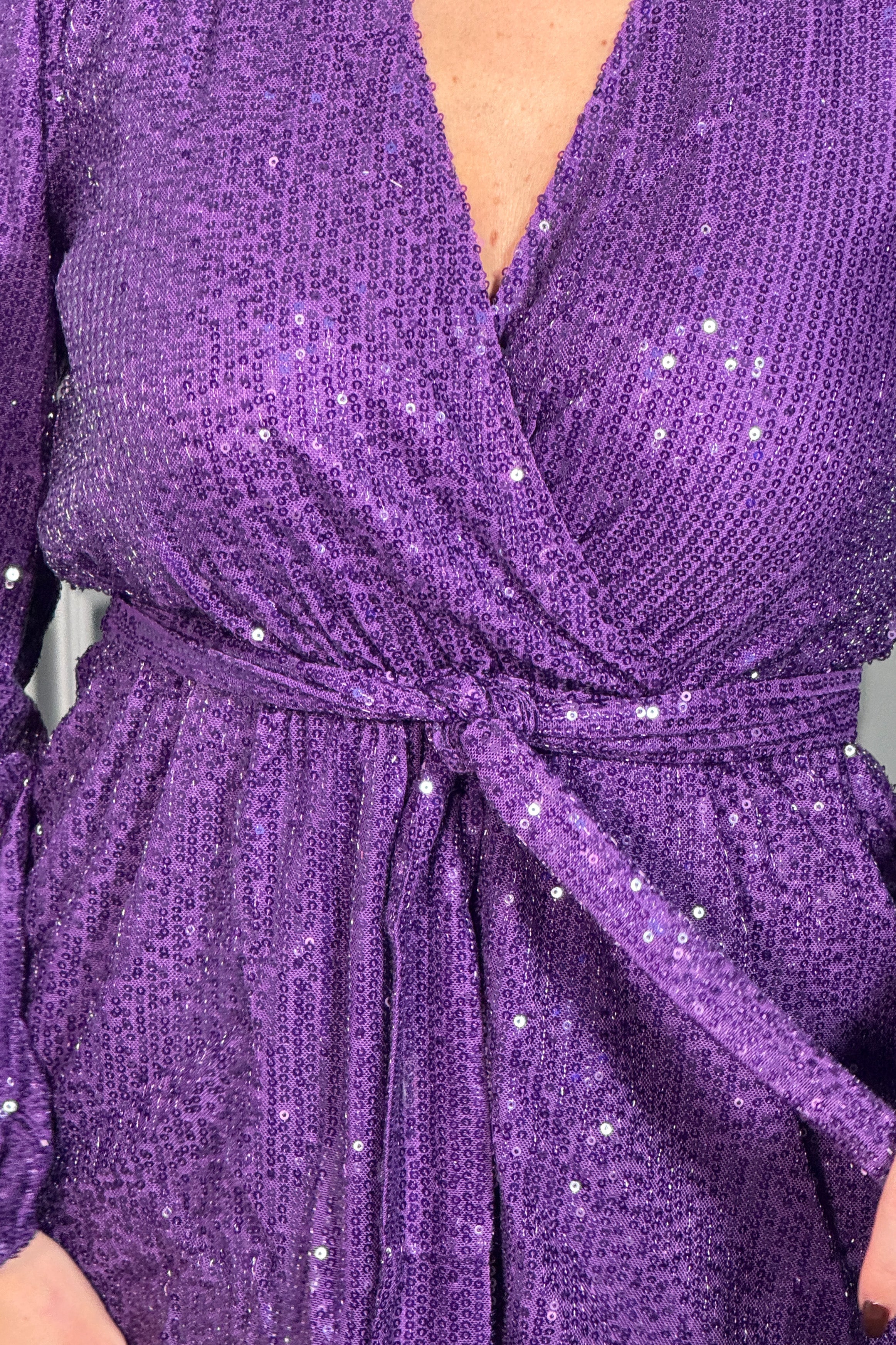 Gabriella Purple Sequin Long Sleeve Top