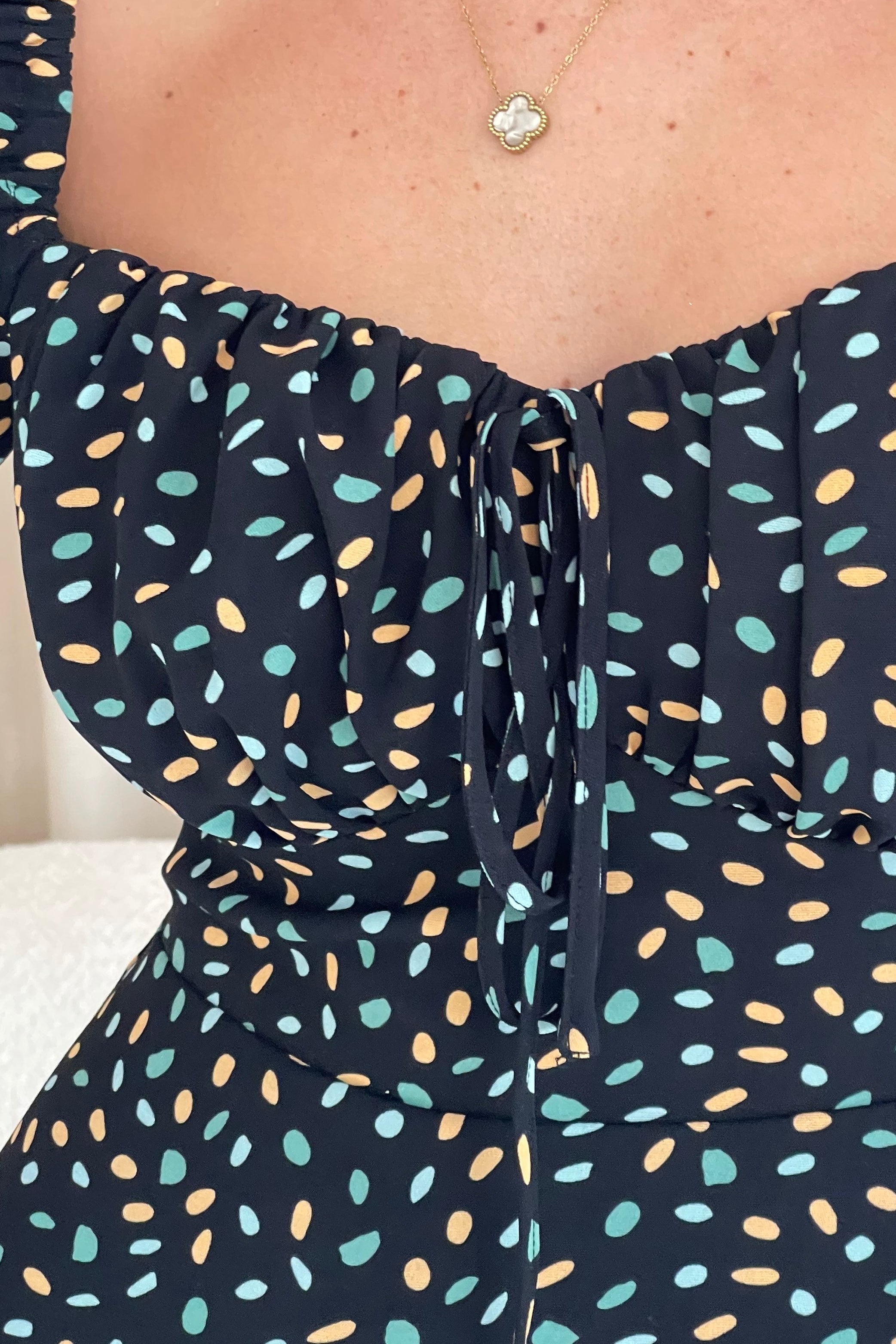 Jemima Square Neck Midi Dress Black Multi