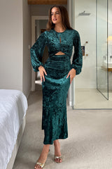 Clara Cutout Maxi Dress Green Velvet